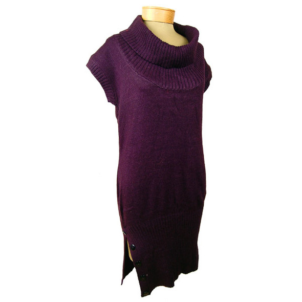 Women's Solid Side Button Tunic