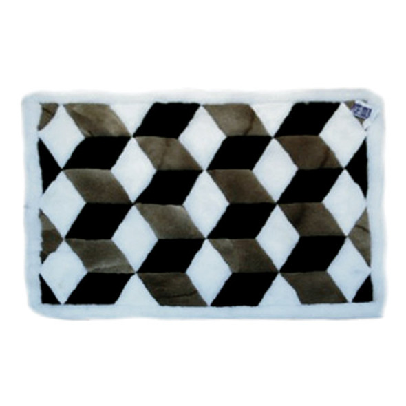 Alpaca Fur Rug Cubes Tri-Color Black, Brown and White - Design 34