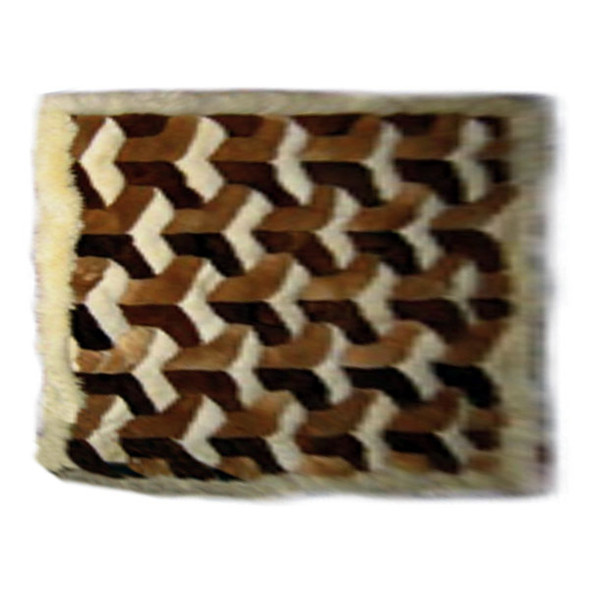 Alpaca Fur Rug Cubes 3D Tri-Colored Natural Shades 2' x 3'- Design 35