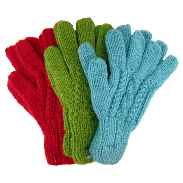 Alpaca Hand Knit Cable Gloves Assorted Solid Colors Adult (6)