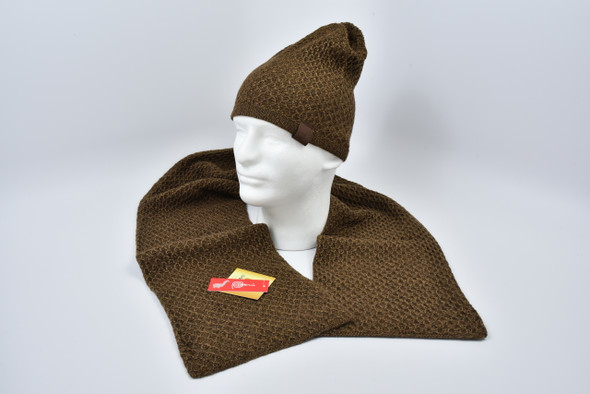Honeycomb Design Solid Color Set Beanie and Scarf