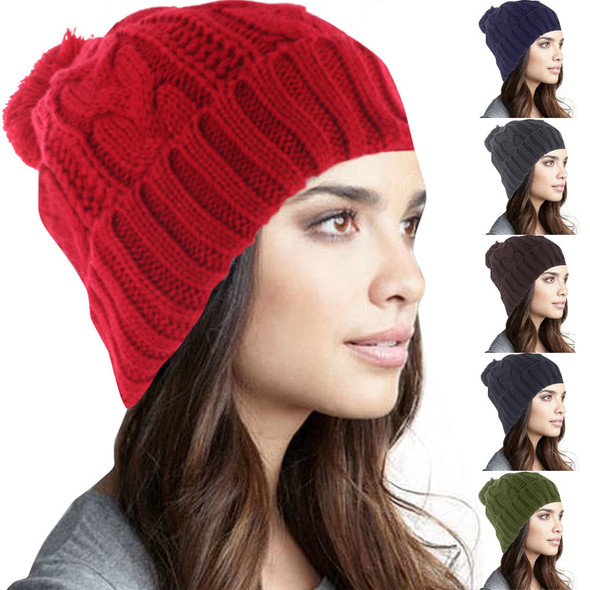 Solid Color Beanie with PomPom