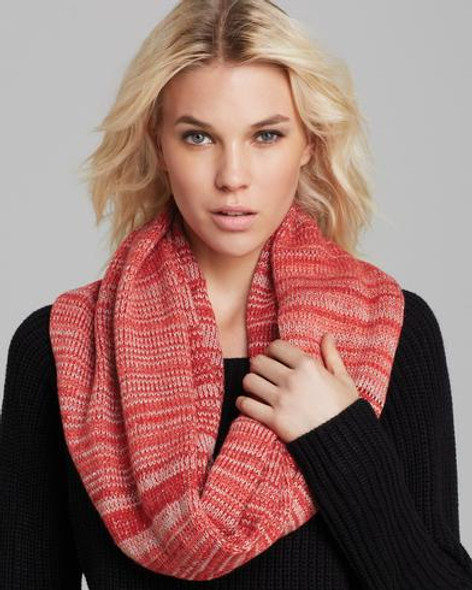 Wrap this chunky melange colors and classy infinity scarf around your neck and get cozy in a winter wonderland.