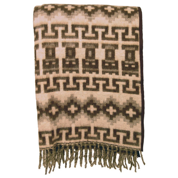 Brushed Alpaca Geometric Blanket - Brown Natural Colors