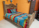 Trade Blanket Design Queen Size Bedspread Reversible Turquoise and Earth Tones