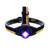 3W UV Ultraviolet Rechargeable Headlamp - on and facing front