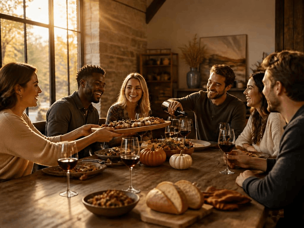 cozy dinner with friends