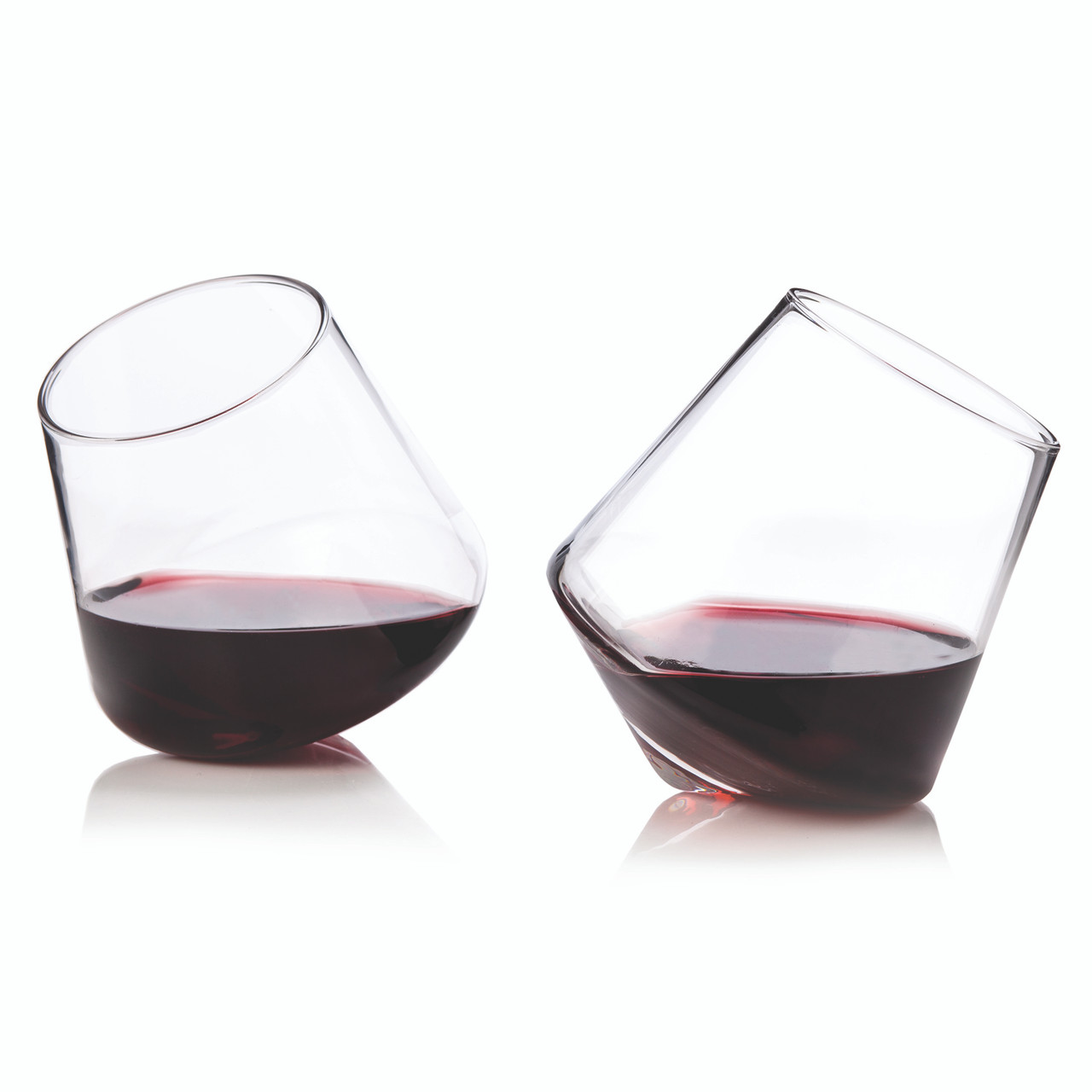 Viski Burgundy Set of 2 Crystal Glasses