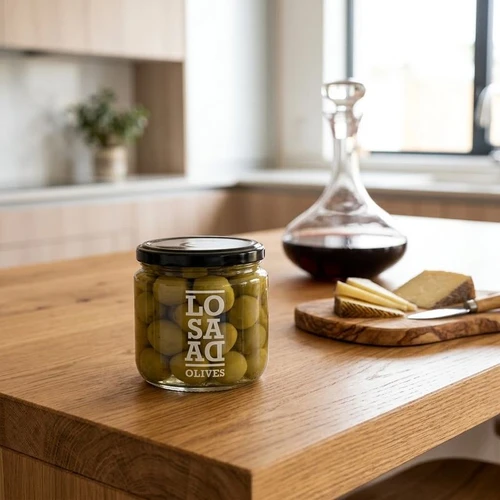 Plain Manzanilla Olives by Losada on wooden table