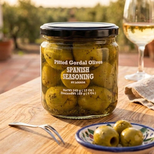 Pitted Gordal Olives in Spanish Seasoning