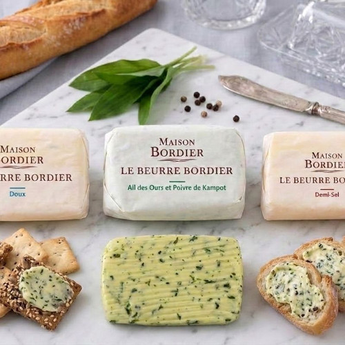 Best-Selller Butters including Wild Garlic & Kampot Pepper, Doux (Unsalted) Butter, and Semi-Salted Butter (Demi-Sel)