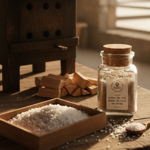 Smoked fleur de sel from Île de Ré, 95g jar of French sea salt