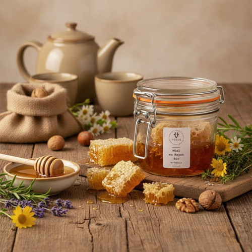 Organic Périgord honey enjoyed during tea time