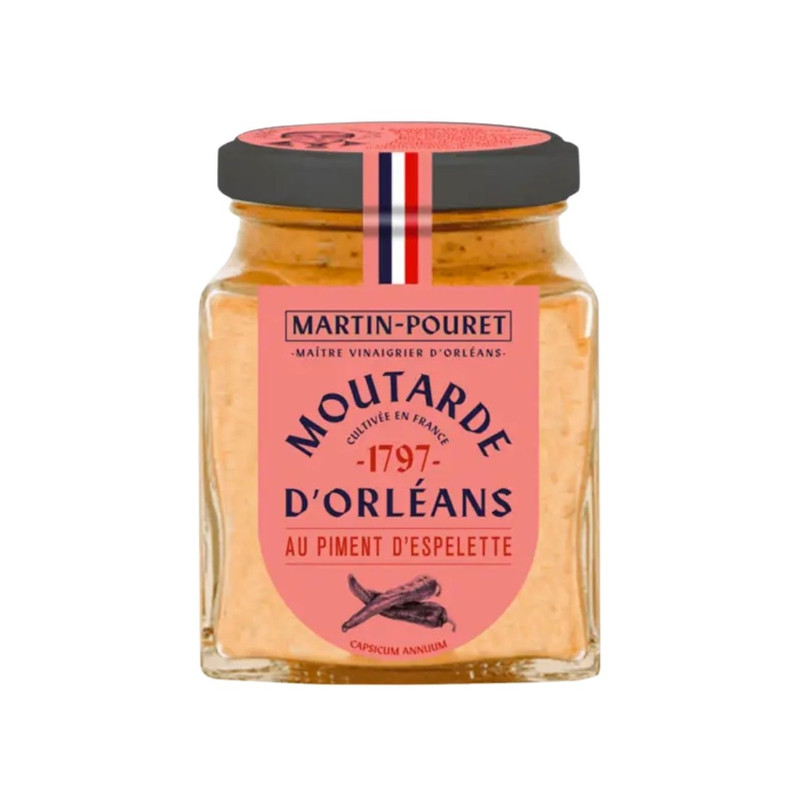 Martin-Pouret Traditional Orléans Mustard with Espelette Pepper, 7.05 oz jar