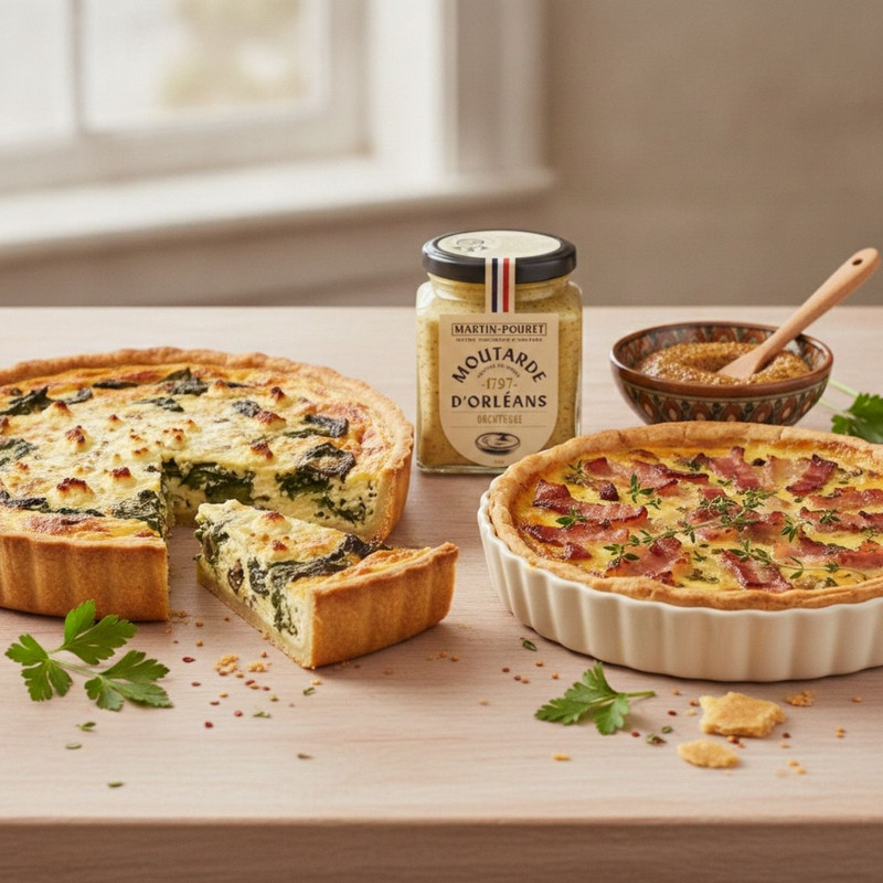 Martin-Pouret Orléans mustard served with quiche