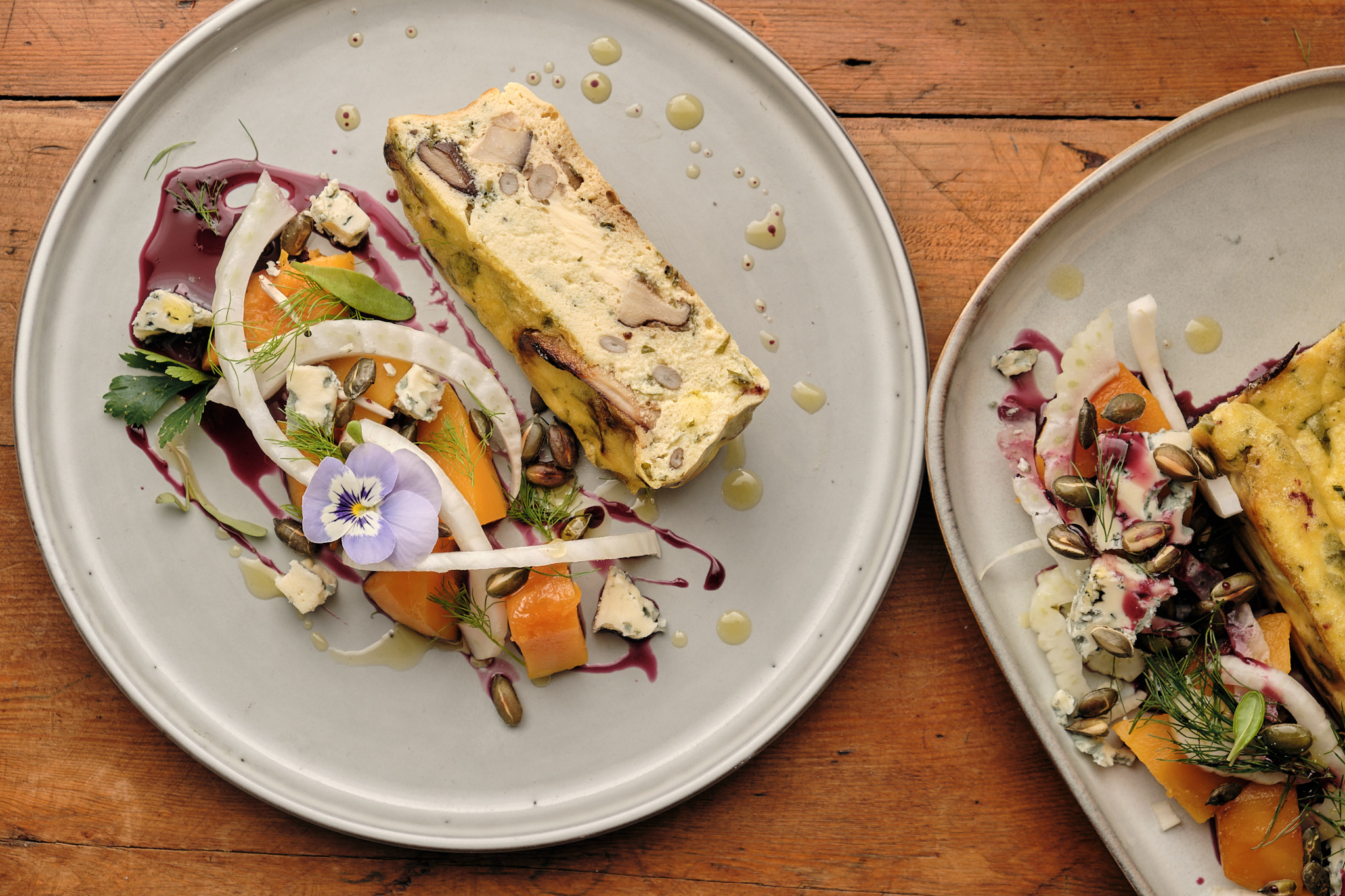 Mushroom & Truffle Terrine with Pumpkin Salad