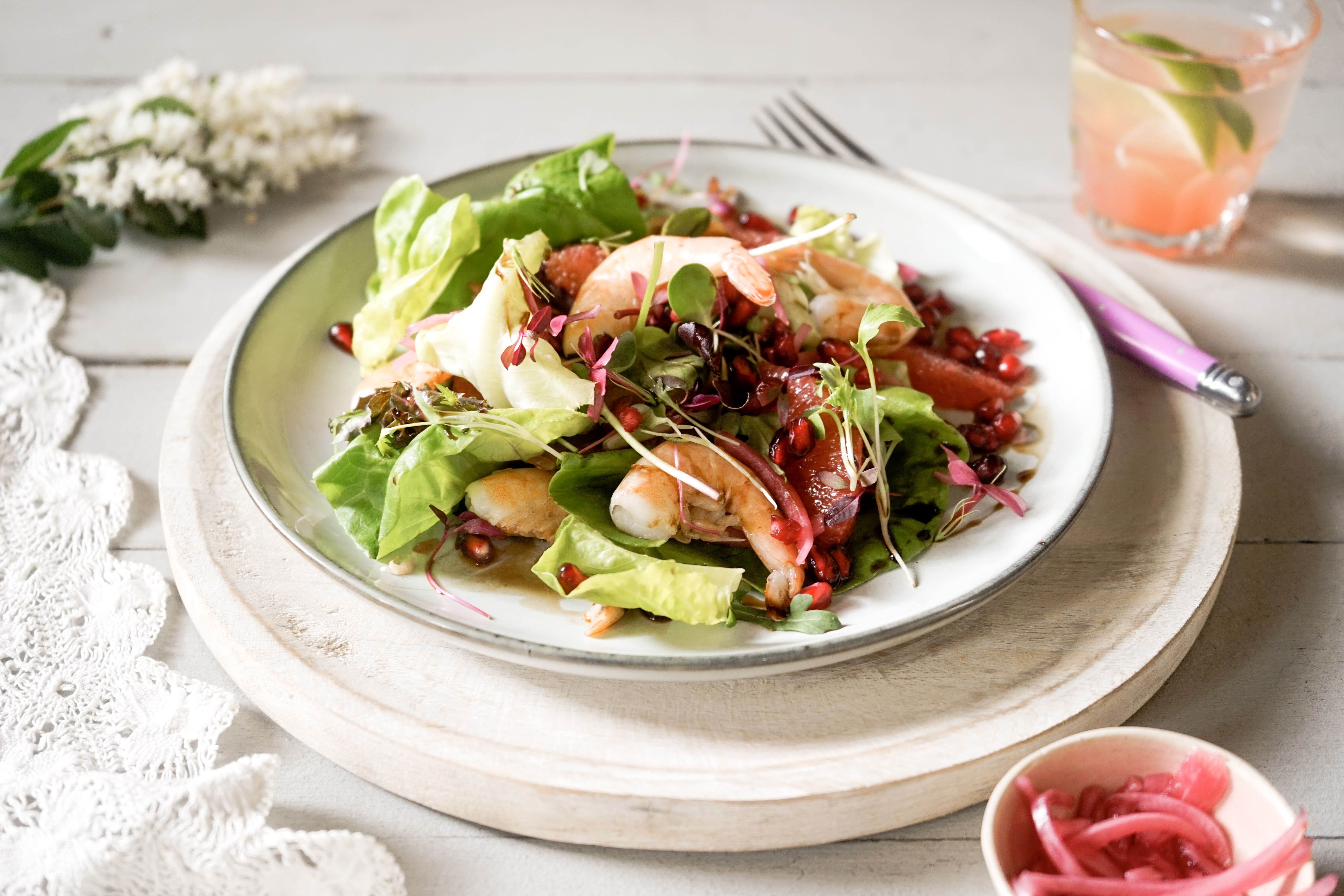 Shrimp Salad With Grapefruit And Pomegranate Balsamic Glaze