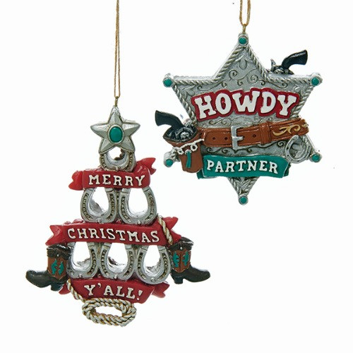 Kurt Adler Western Horseshoe Tree Sheriff Badge Ornaments J8330