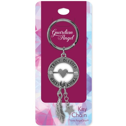 AngelStar Spinner Truly Blessed Key Chain Feather Star 1224