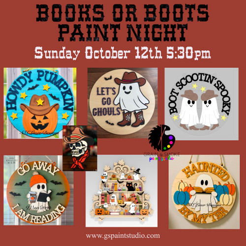 Books or Boots Paint Night-Sunday October 12th 5:30pm