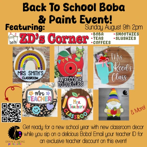 Back to School & Boba Paint Event-Sunday August 9th 2pm