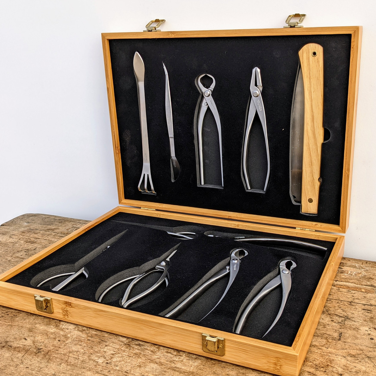 Tinyroots Ultimate Package - Stainless Steel Tool Kit. Contains 11 of the  finest stainless steel Bonsai tools in the world - all packaged in a  luxurious, custom made bamboo box. - Bonsai Outlet