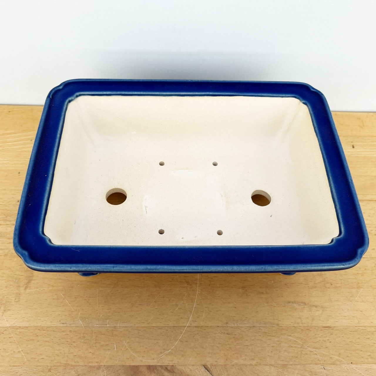 10.5-Inch Blue Glazed Yixing Ceramic Bonsai Pot (No. 2507a)