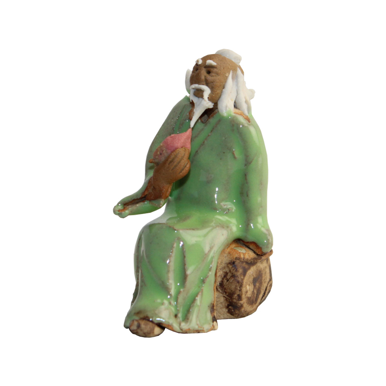 Geloofsbelijdenis Informeer streep Chinese Figurine - Man on Log holding Shell | Bonsai Outlet