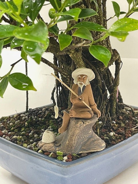 Chinese Figurine - Man Fishing off Rock | Bonsai Outlet