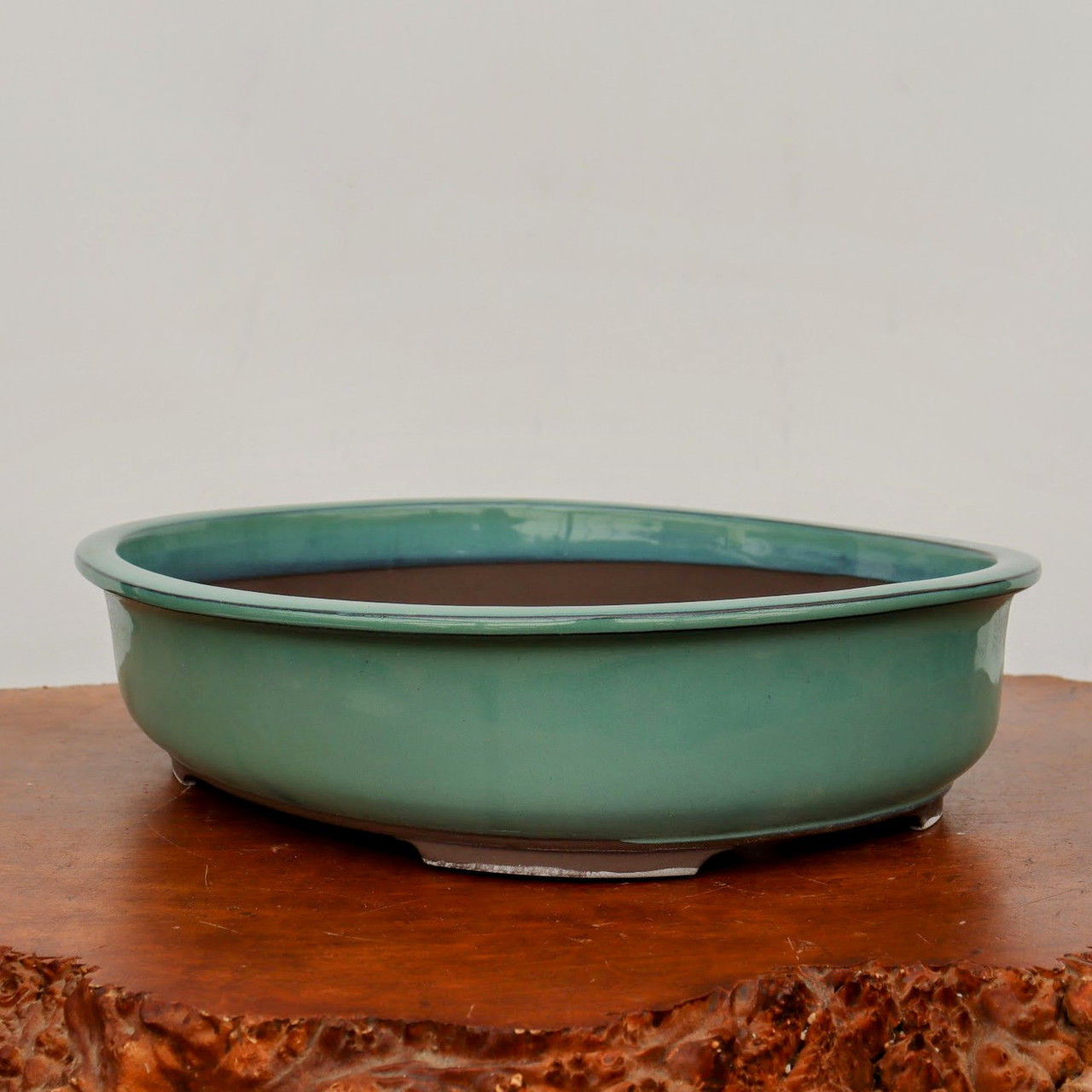 1516" Green Glazed Japanese Bonsai Pot (No. 1547)