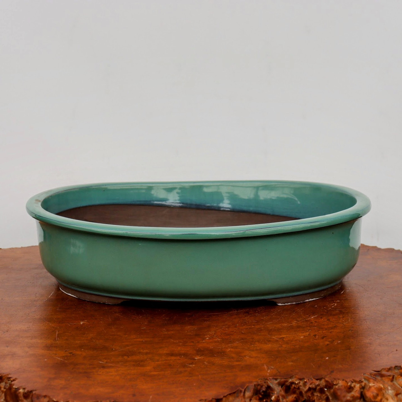 15-16 Green Glazed Japanese Bonsai Pot (No. 1547)