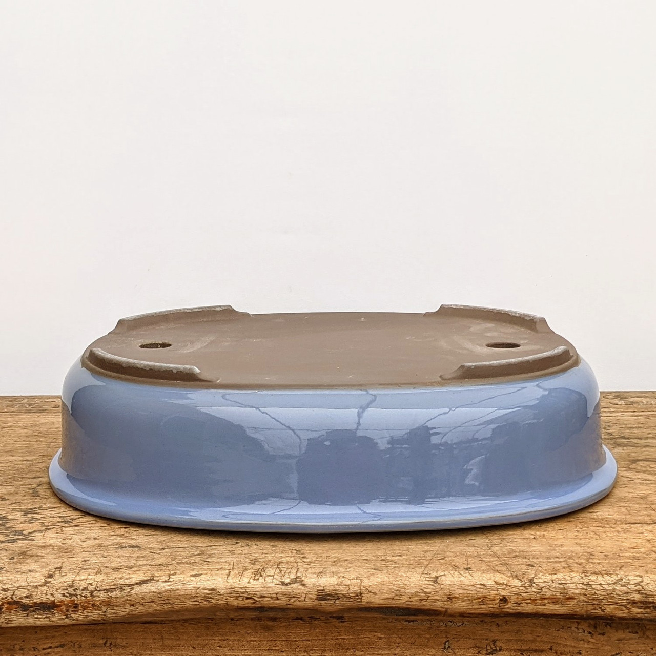 Light Blue Glazed (oval) Japanese Bonsai Pot (No. 1547)