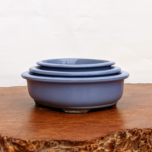 Light Blue & Tan Wonderful Bonsai Pot & Matching Saucer 10" long NEW 