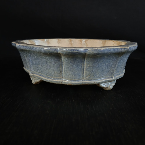 Studio view of the 7 inch glazed Yixing bonsai pot, YX1030-1B