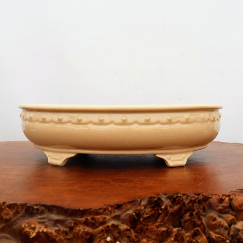 14" Cream Glazed Yixing Bonsai Pot (No. 2100)