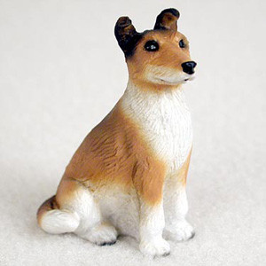 Miniature Smooth Collie figurine, hand painted, a decorative bonsai accessory