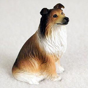 Miniature sable and white Collie figurine, a decorative bonsai accessory