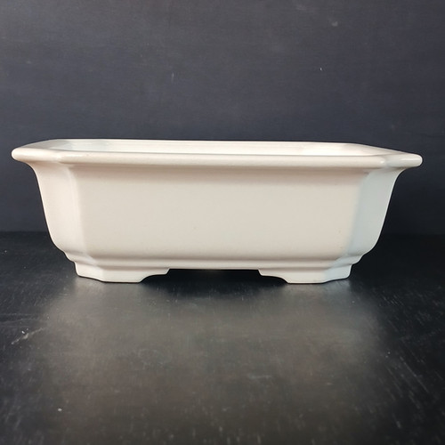 9 inch square cream glazed Yixing ceramic bonsai pot, No. 2281a
