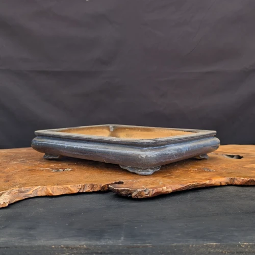 12-Inch Shallow Glazed Rectangle Yixing Ceramic Bonsai Pot (No. 2534i)