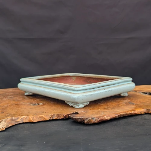 12-Inch Shallow Glazed Rectangle Yixing Ceramic Bonsai Pot (No. 2534j)