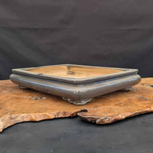 12-Inch Shallow Glazed Rectangle Yixing Ceramic Bonsai Pot (No. 2534L)