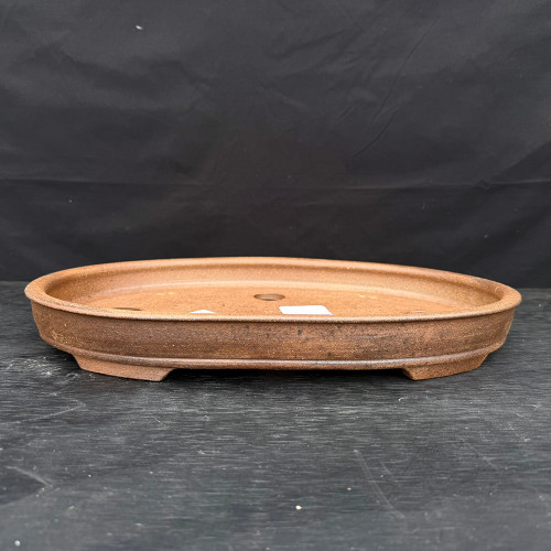 16.5-Inch Brown Clay Oval Handmade Jack Hoover Pot (No. 633)