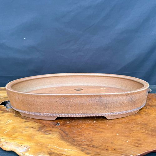 17.5" Oval Unglazed Jack Hoover Bonsai Pot in Reddish-Brown Stoneware (No. 686)