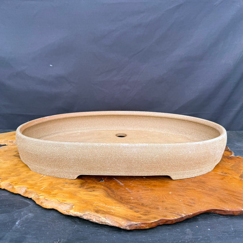 20" Oval Beige Unglazed Jack Hoover Bonsai Pot with Low Profile (No. 690)