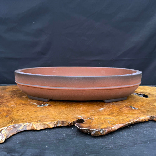 17 5/8" Oval Unglazed Yixing Bonsai Pot - Wide Cascade or Forest Style (NEBG. 1128)