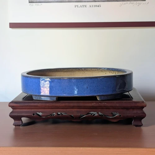 blue glazed 12-inch yixing bonsai pot