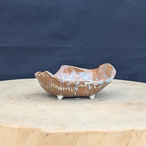 3 inch handmade ceramic bonsai pot by Bruce Lenore, No. 168