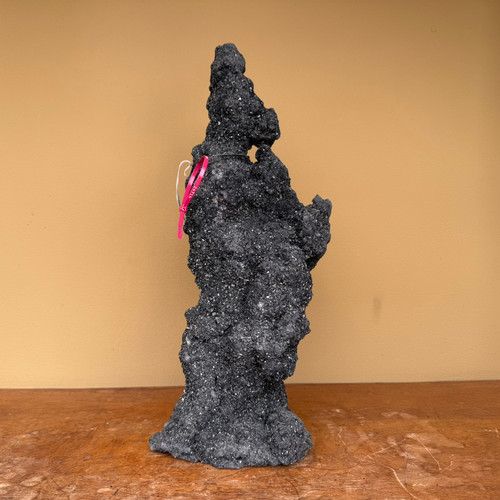 Tall handmade black Ibigawa-style mountain rock for penjing and bonsai plantings