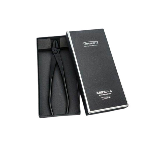 Tinyroots carbon steel jin pliers in a foam lined black presentation box