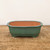 Rectangular bonsai pot with a matte sage green scalloped rim